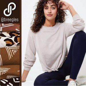 LOFT NWT Tie Front Slightly Cropped Sweatshirt